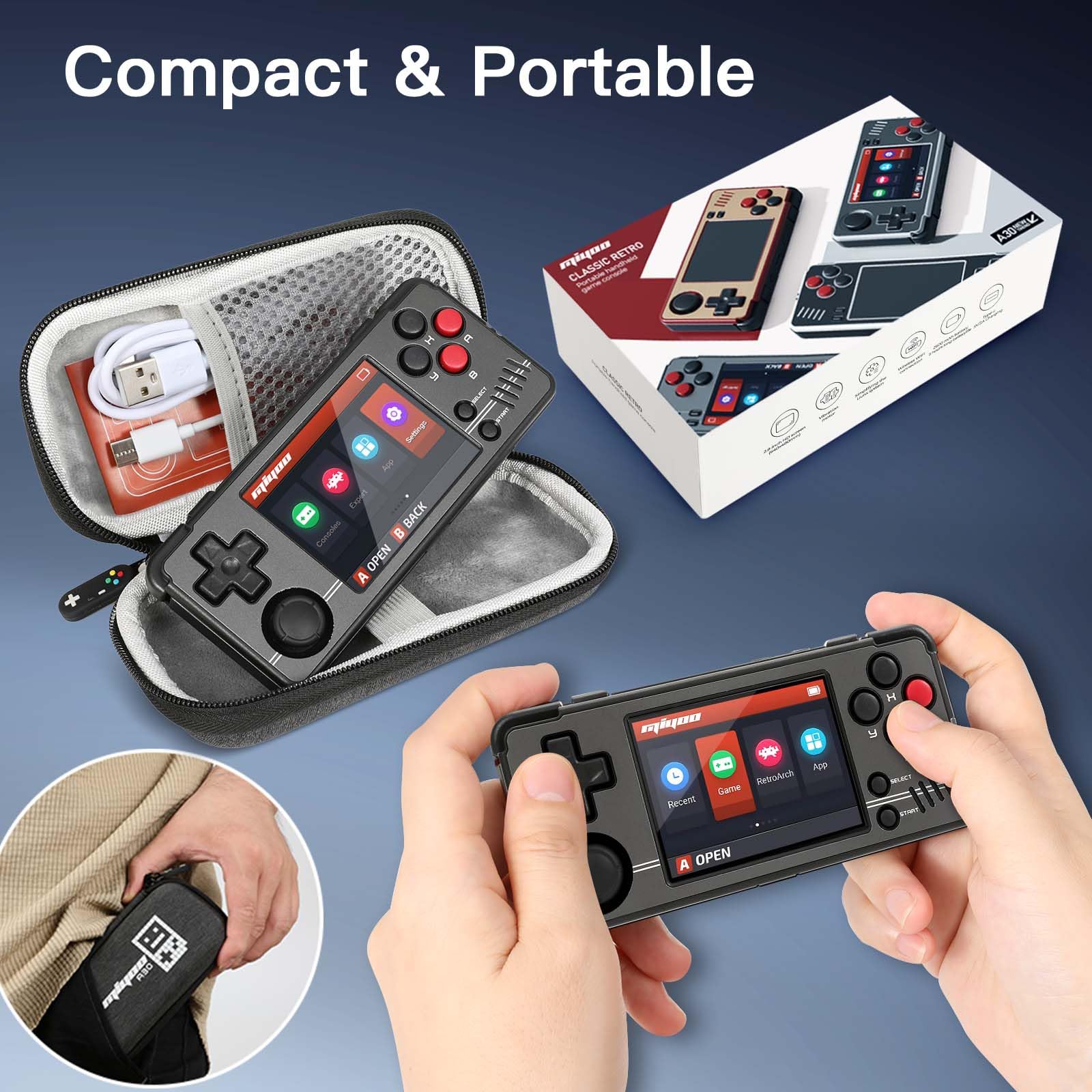 Amazon | Miyoo A30レトロゲーム機、ポータブルハンドヘルドオープン